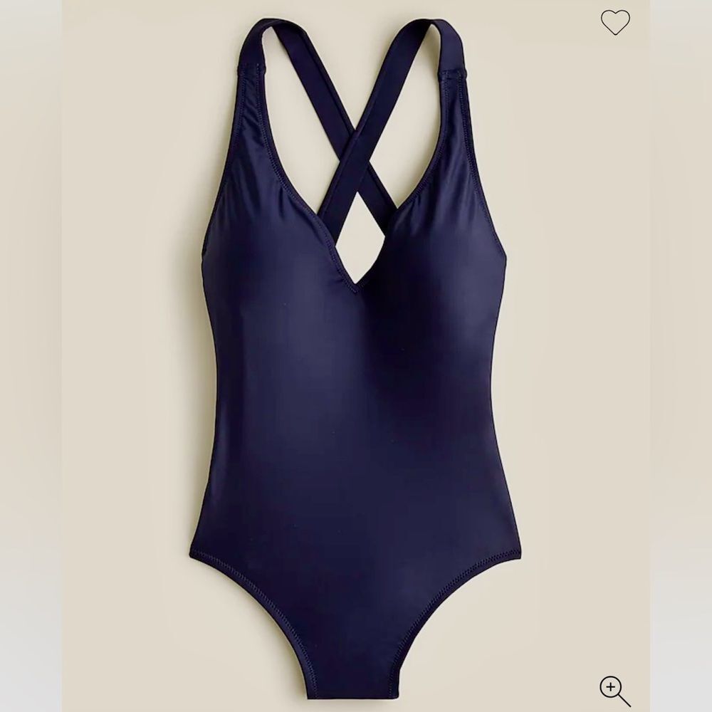 J. Crew Deep V Neck One Piece Swim Navy- Size 2DD (runs large) NWT costal chic
